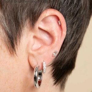 MOONSTONE CLUSTER PIERCING STUDS IN SOLID WHITE GOLD